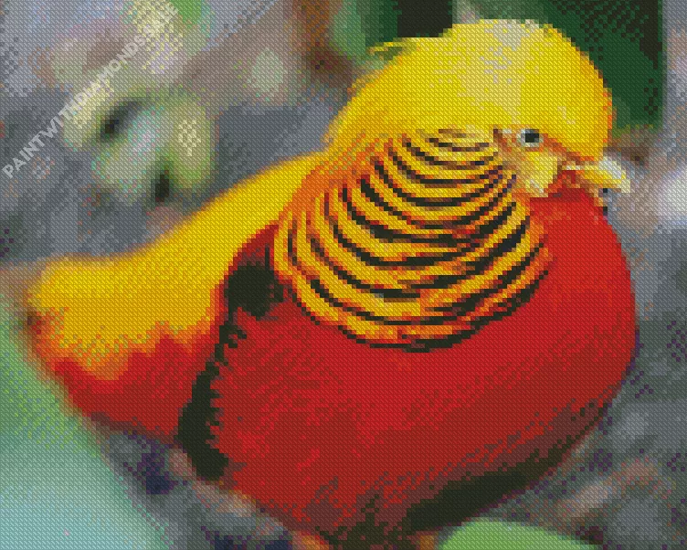 yellow and red Pheasant Diamond Paints Yellow And Red Pheasant Diamond Painting