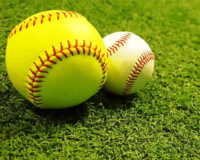 yellow and white Baseballs Diamond By Numbers Yellow And White Baseballs Diamond Painting