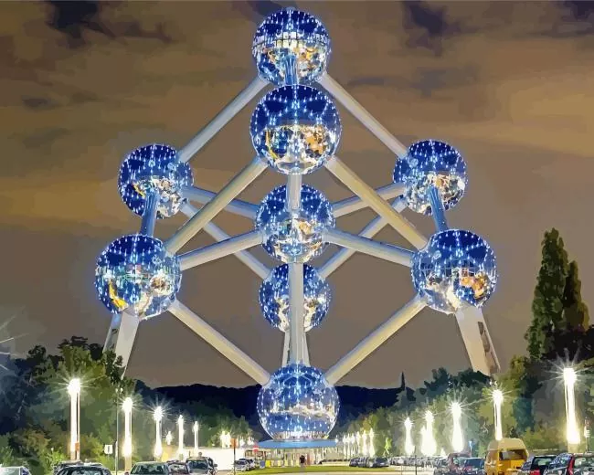 Atomium Brussels art Diamond By Numbers Atomium Brussels Art Diamond Painting