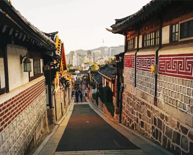 Bukchon Hanok Village Diamond Paints Bukchon Hanok Village Diamond Painting