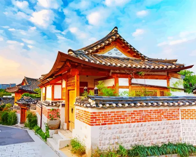 Bukchon Hanok Village Seoul Diamond Paints Bukchon Hanok Village Seoul Diamond Painting