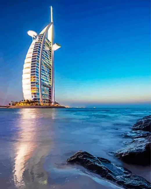 Burj Al Arab at night Diamond Paints Burj Al Arab At Night Diamond Painting