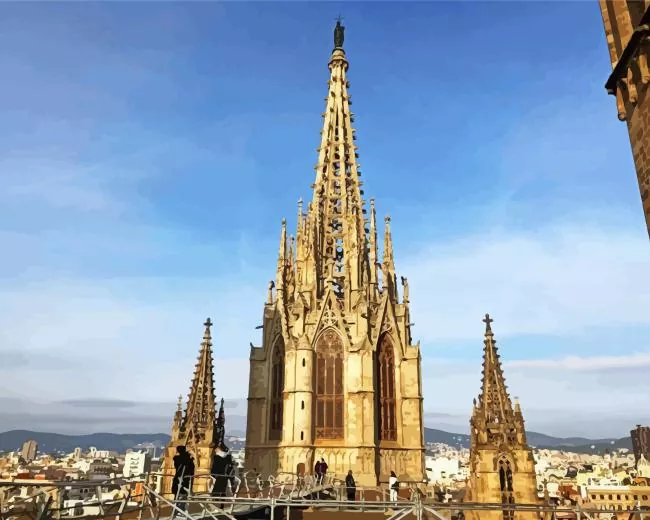 Cathedral of Barcelona spain Diamond Paintings Cathedral Of Barcelona Spain Diamond Painting