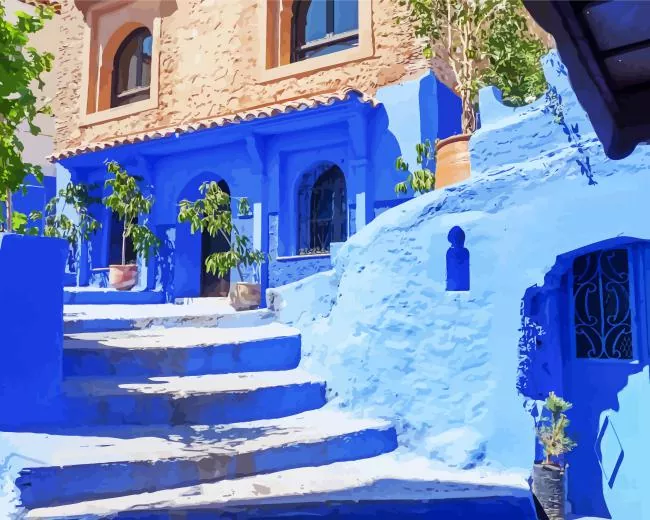 Chefchaouen Morocco city Diamond By Numbers Chefchaouen Morocco City Diamond Painting