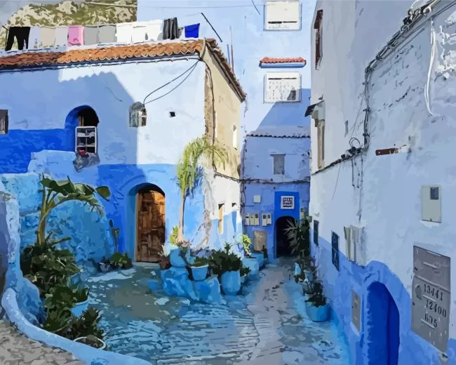 Chefchaouen Old Medina Diamond By Numbers Chefchaouen Old Medina Diamond Painting