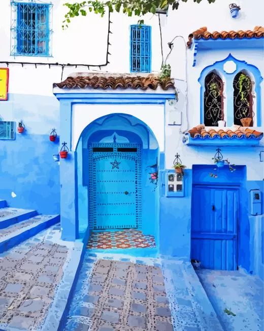 Chefchaouen The Blue City Diamond By Numbers Chefchaouen The Blue City Diamond Painting