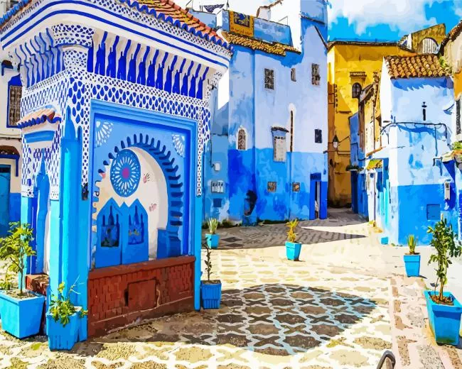 Chefchaouen city Diamond By Numbers Chefchaouen City Diamond Painting