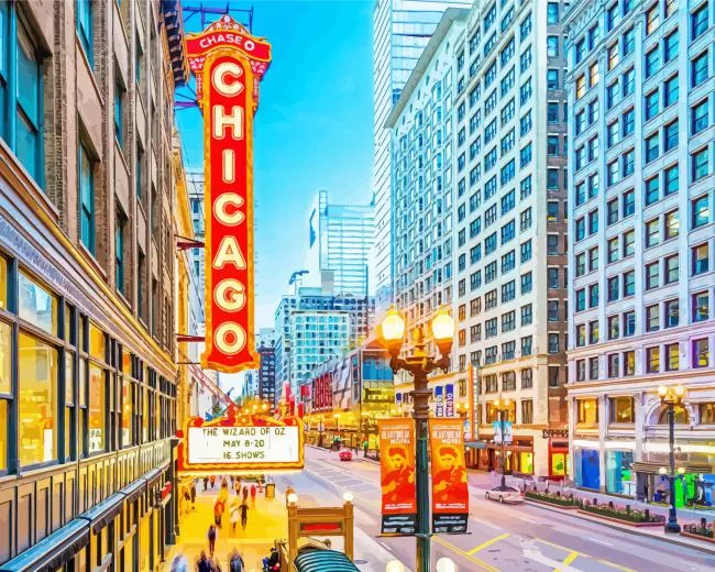 Chicago City in Illinois Diamond By Numbers Chicago City In Illinois Diamond Painting