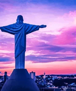 Christ The Redeemer And Sunset Diamond Painting