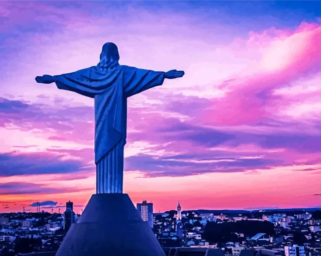 Christ the Redeemer and sunset Diamond By Numbers Christ The Redeemer And Sunset Diamond Painting