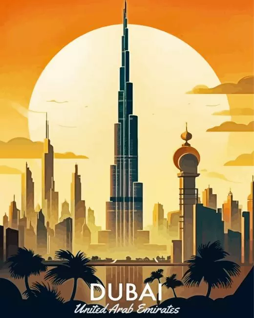 Dubai city poster Diamond Paints Dubai City Poster Diamond Painting