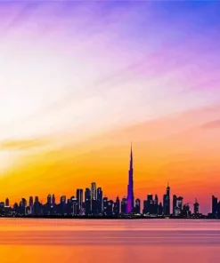 Dubai Silhouette At Sunset Diamond Painting