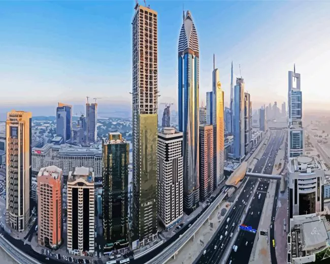 Dubai skyline Diamond Paints Dubai Skyline Diamond Painting