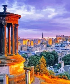 Edinburgh Purple Sunset Diamond Painting