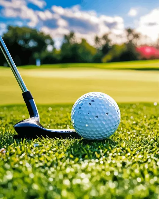 Golf club and ball Diamond By Numbers Golf Club And Ball Diamond Painting