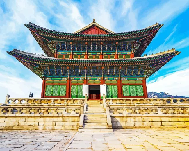 Gyeongbokgung palace architecture Diamond Paints Gyeongbokgung Palace Architecture Diamond Painting