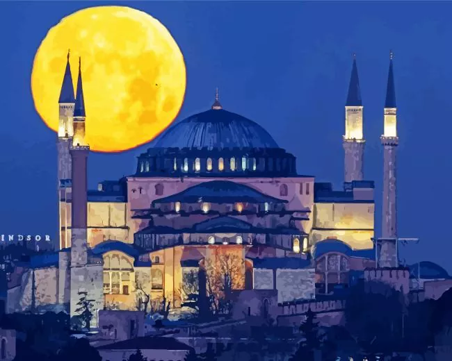 Hagia Sophia Grand Mosque at night Diamond Paintings Hagia Sophia Grand Mosque At Night Diamond Painting