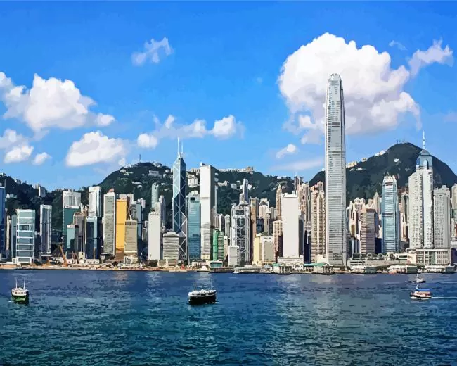 Hong Kong Island Skyline Diamond By Numbers Hong Kong Island Skyline Diamond Painting