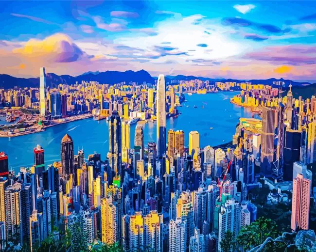 Hong Kong city Diamond By Numbers Hong Kong City Diamond Painting