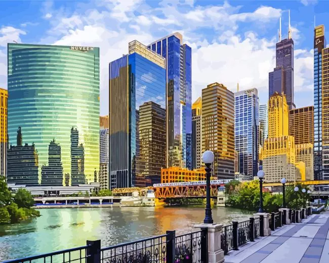 Illinois buildings Diamond By Numbers Illinois Buildings Diamond Painting