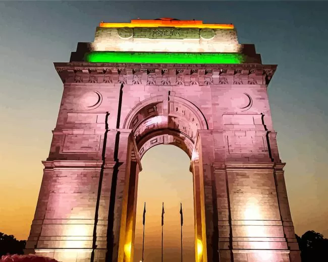 India Gate Delhi at Night Diamond By Numbers India Gate Delhi At Night Diamond Painting