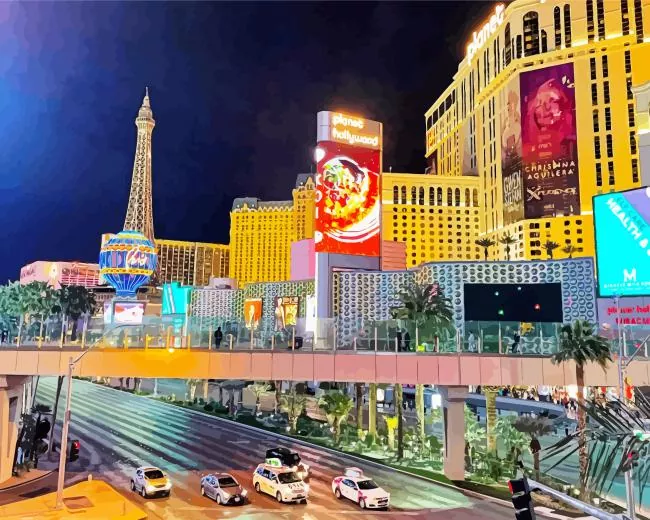 Las Vegas city at night Diamond By Numbers Las Vegas City At Night Diamond Painting