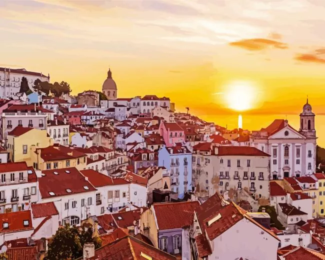 Lisbon sunset Diamond Paints Lisbon Sunset Diamond Painting