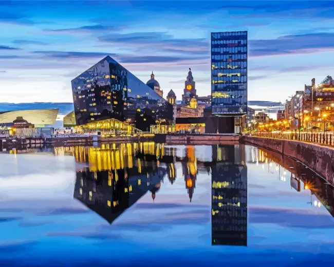 Liverpool at night Diamond By Numbers Liverpool At Night Diamond Painting
