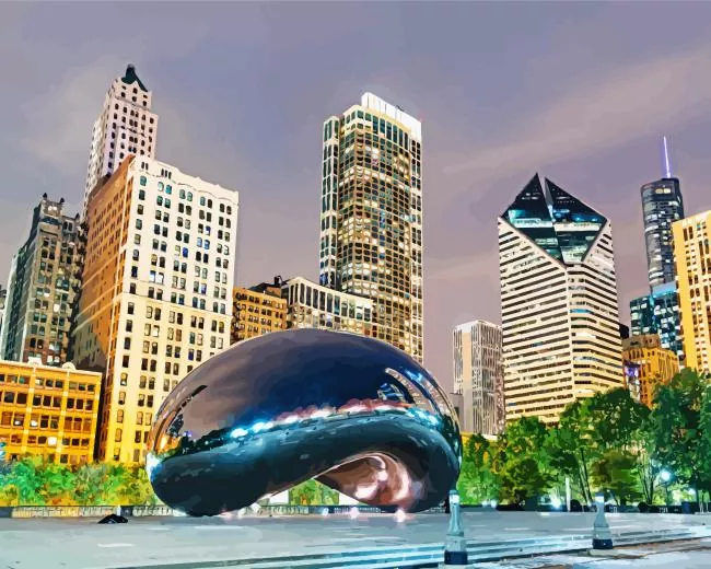 Millennium Park Chicago art Diamond Paintings Millennium Park Chicago Art Diamond Painting