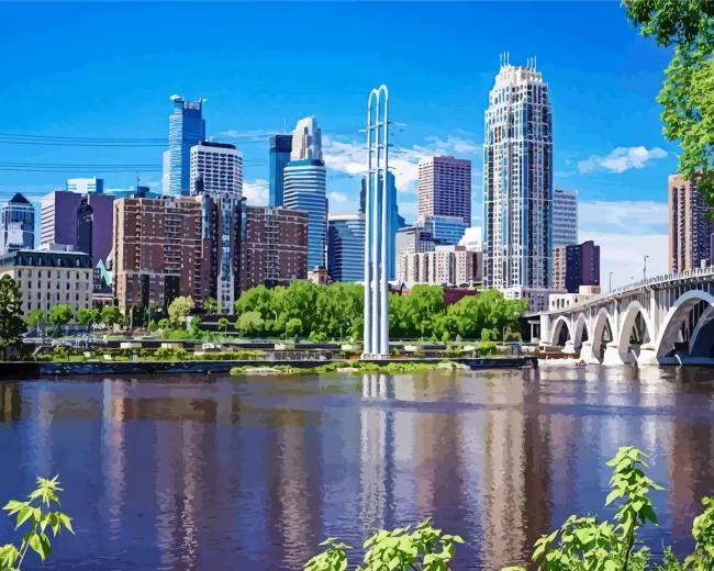Minneapolis Minnesota city Diamond By Numbers Minneapolis Minnesota City Diamond Painting