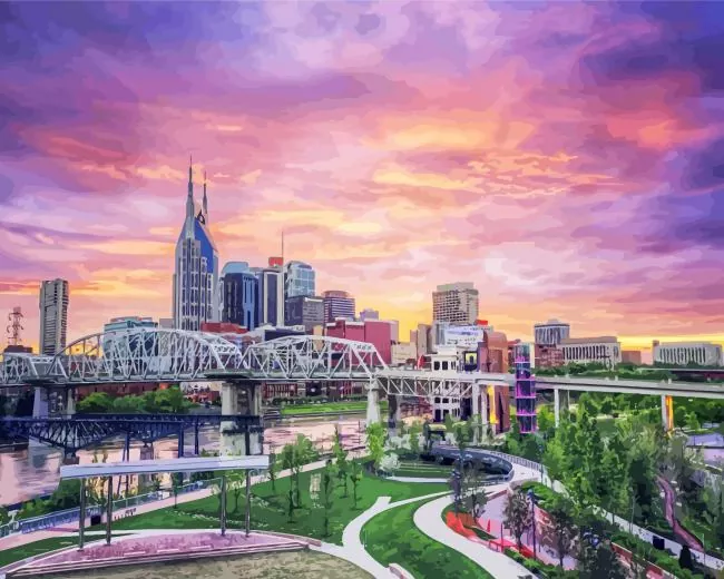 Nashville at sunset Diamond By Numbers Nashville At Sunset Diamond Painting