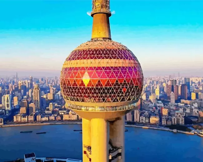 Oriental Pearl TV Tower Diamond By Numbers Oriental Pearl TV Tower Diamond Painting