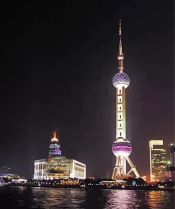 Oriental Pearl TV Tower At Night Diamond Painting