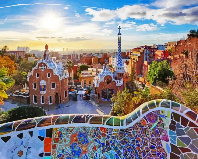 Park Güell spain Diamond Paintings Park Guell Spain Diamond Painting