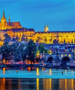 Prague Castle At Night Diamond Painting