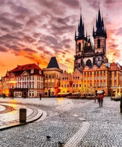 Prague Sunset Diamond Painting