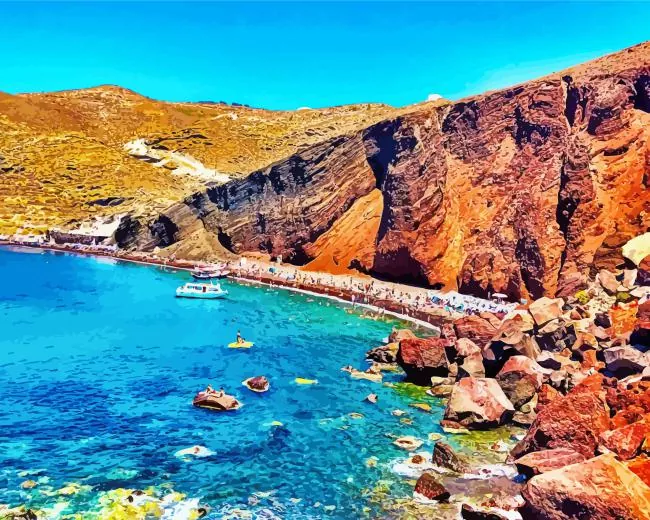 Red beach Diamond By Numbers Red Beach Diamond Painting