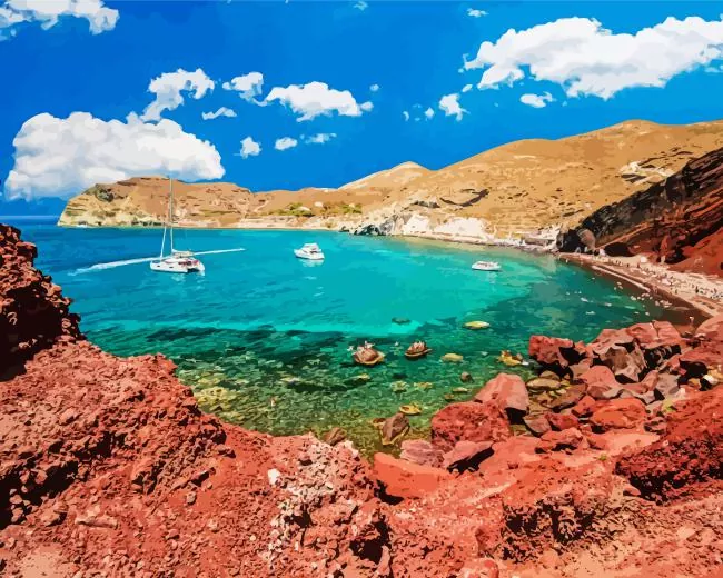 Red beach Santorini Diamond By Numbers Red Beach Santorini Diamond Painting
