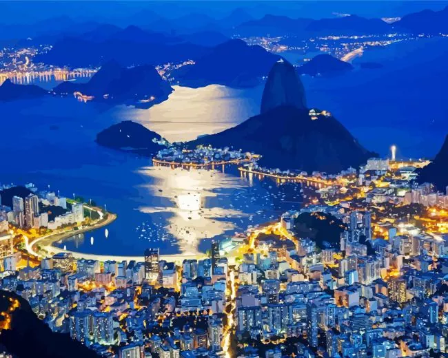 Rio de Janeiro at night Diamond By Numbers Rio De Janeiro At Night Diamond Painting