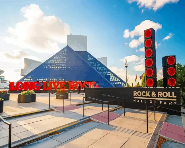 Rock & Roll Hall of Fame Cleveland Diamond By Numbers Rock & Roll Hall Of Fame Cleveland Diamond Painting