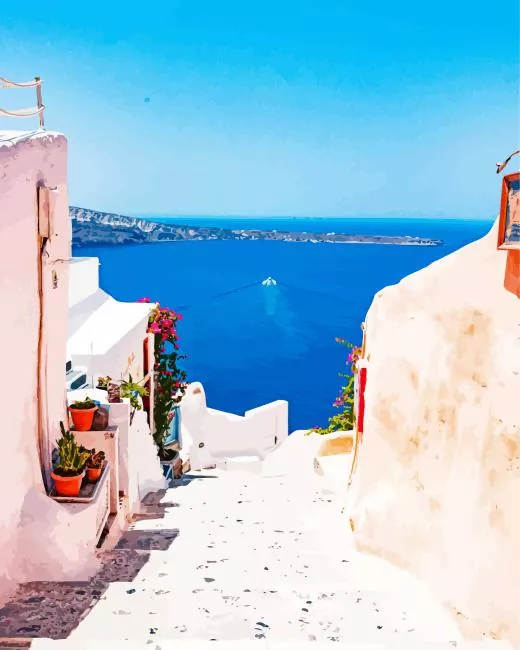 Santorini Greece Diamond By Numbers Santorini Greece Diamond Painting