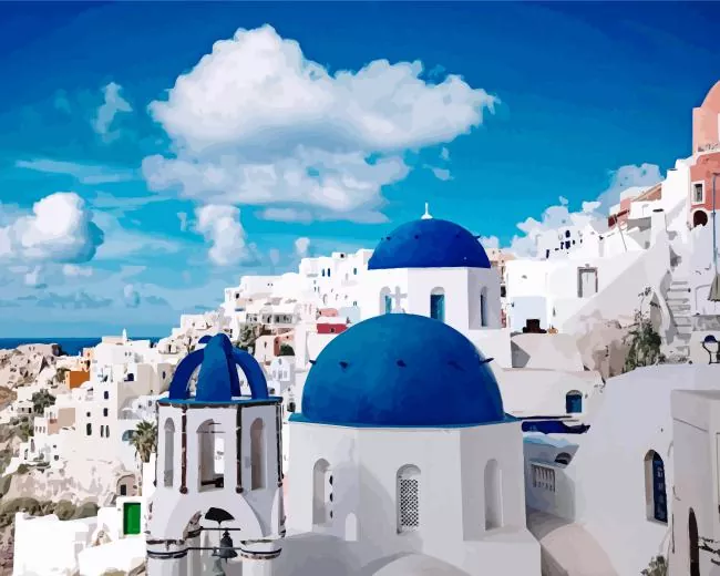 Santorini island Diamond By Numbers Santorini Island Diamond Painting