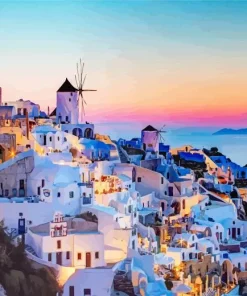 Santorini Sunset Diamond Painting