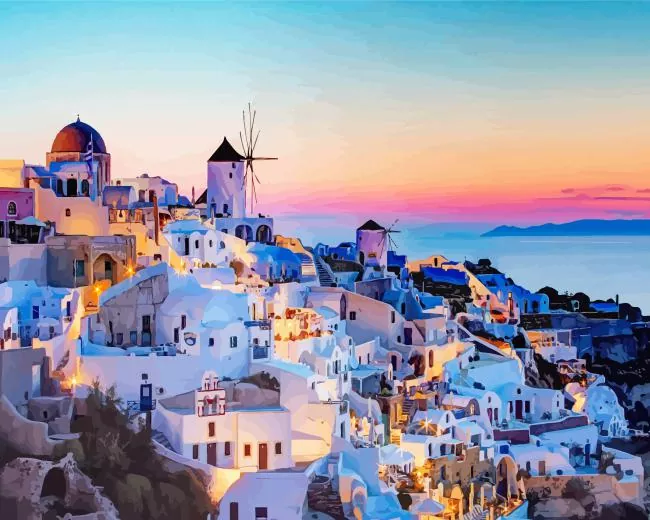 Santorini sunset Diamond By Numbers Santorini Sunset Diamond Painting