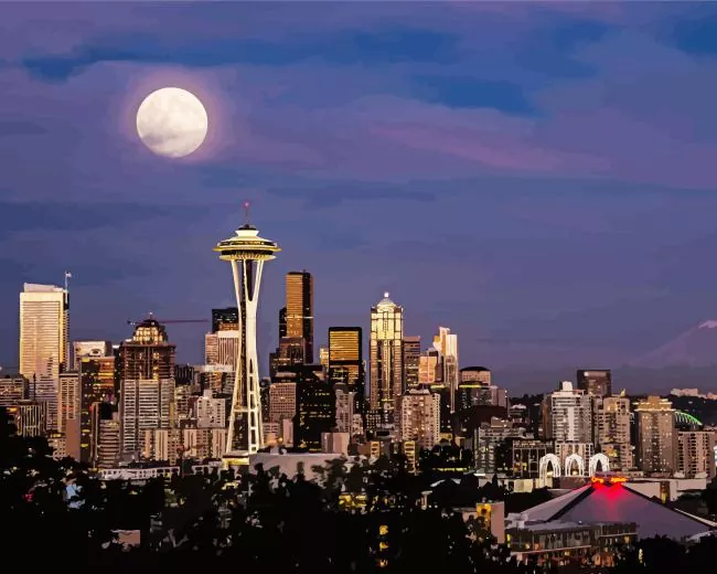 Seattle and moonlight Diamond Paints Seattle And Moonlight Diamond Painting