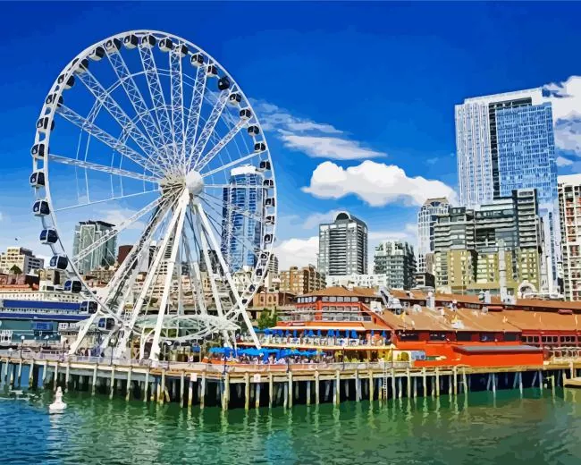 Seattle ferris wheel Diamond Paints Seattle Ferris Wheel Diamond Painting