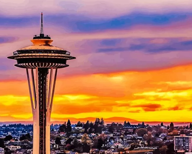 Seattle sunset Diamond Paints Seattle Sunset Diamond Painting
