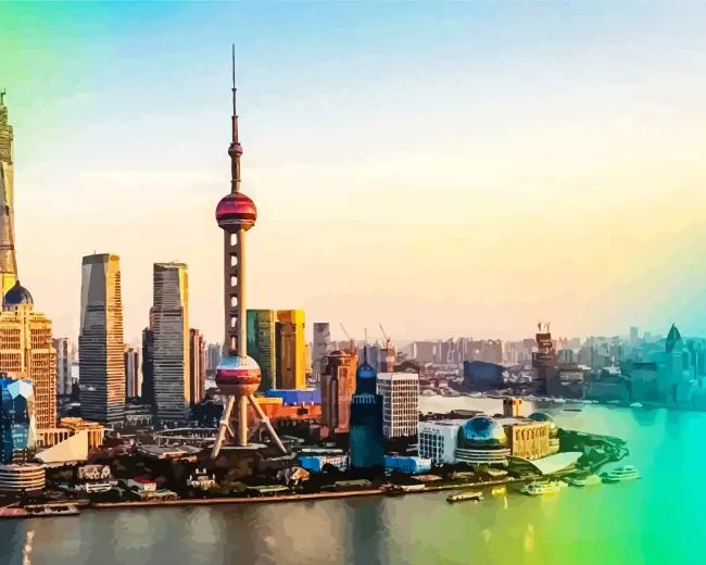 Shanghai city in China Diamond By Numbers Shanghai City In China Diamond Painting