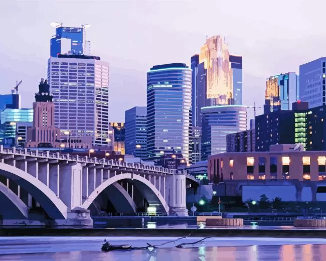 Skyline Minneapolis Diamond By Numbers Skyline Minneapolis Diamond Painting