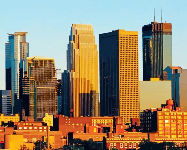 Skyline Minneapolis city Diamond By Numbers